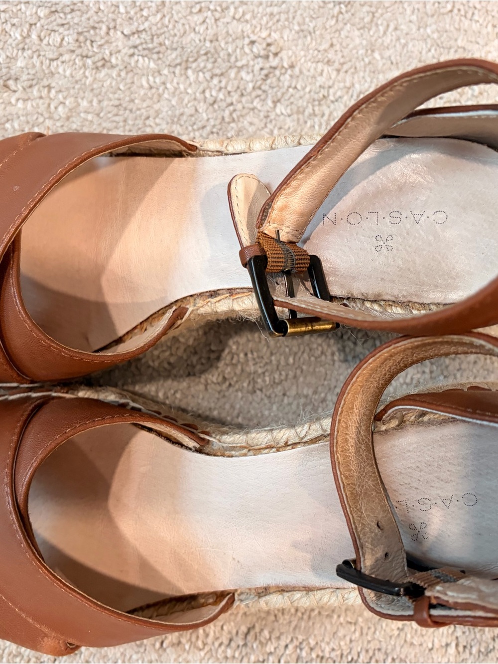 Caslon Tan Leather Espadrille Wedge Sandals